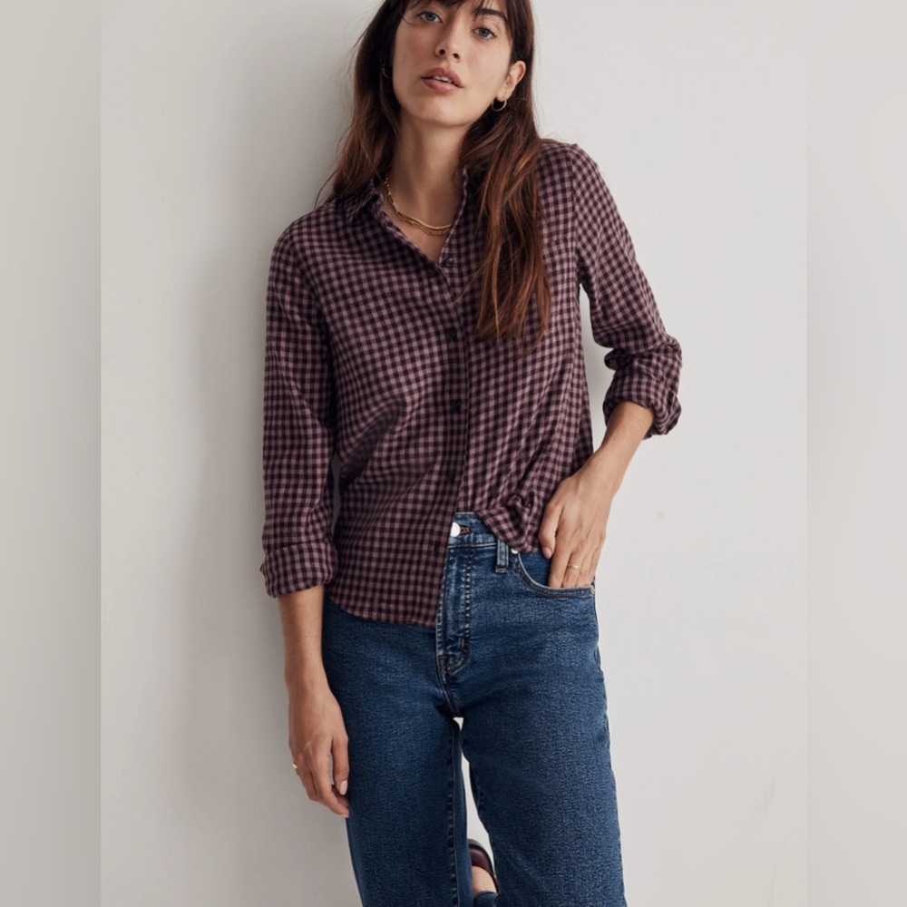 Madewell Shrunken Button-Up Shirt in Gingham - Picture 3 of 4
